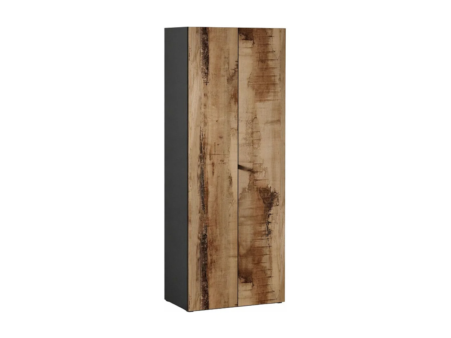 Rangement armoire 2 portes noir graphite et aspect bois antique - SYNERGIE