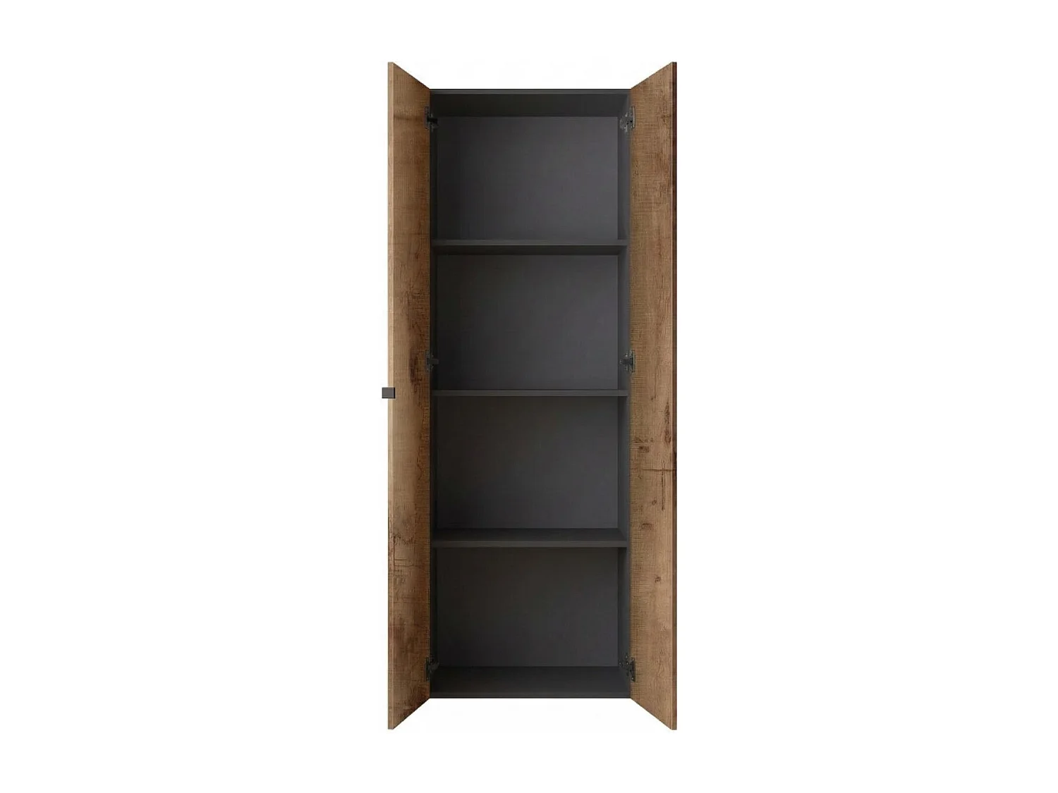 Rangement armoire 2 portes noir graphite et aspect bois antique - SYNERGIE