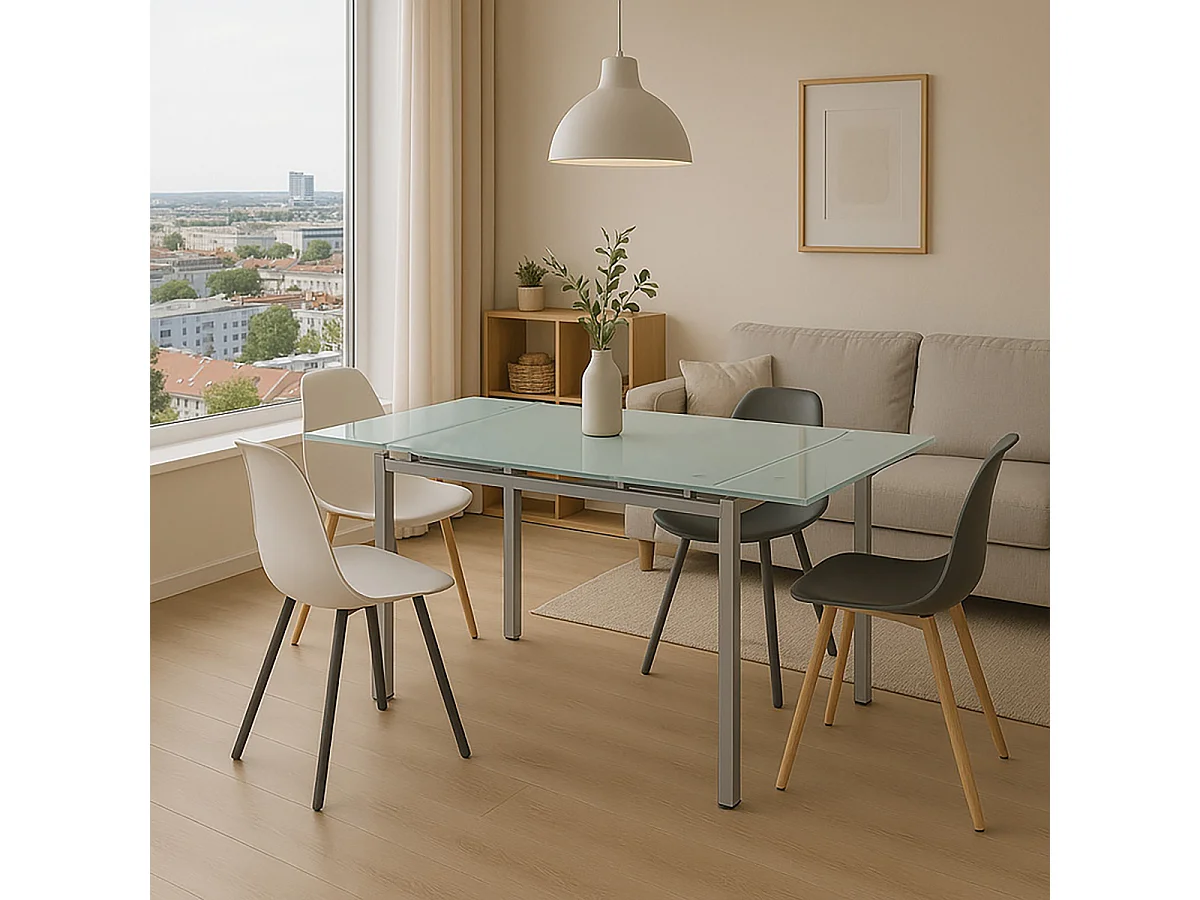 Table à manger extensible en aluminium Table de salle à manger - Longueur 110/170 x Hauteur 76 x Profondeur 70 cm