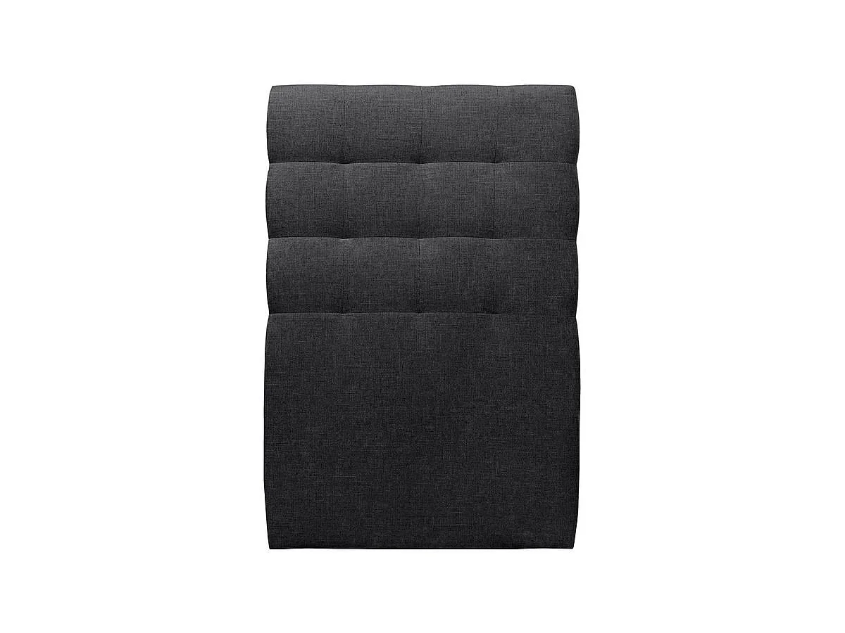 Lit 90x200cm avec tête de lit capitonnée tissu et sommier kit Noir - Hauteur totale : 29cm