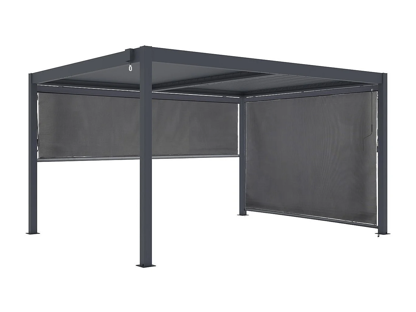 Pergola bioclimatica con 2 tende in alluminio "Windsor" - 3 x 4 m - Grigio