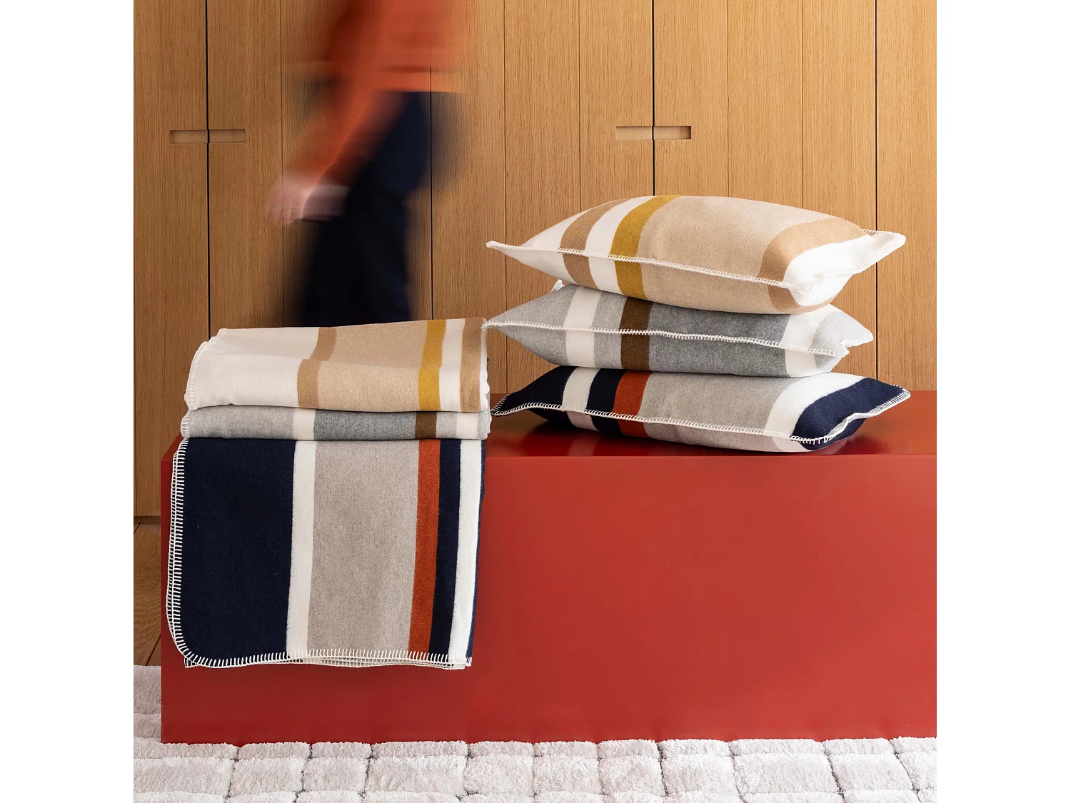 Coussin jacquard recyclé Gioia perle 40 x 65 cm Vivaraise