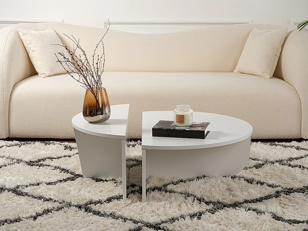 Lot de 2 tables basses - Blanc - ALOEVA