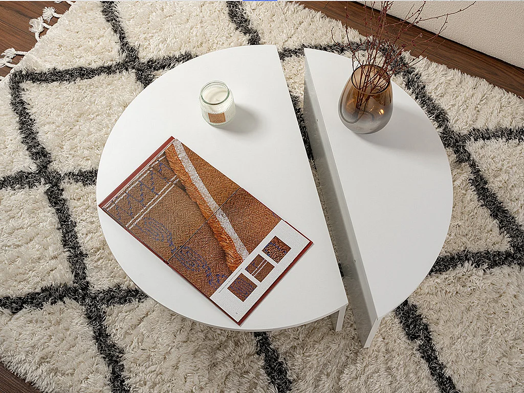 Lot de 2 tables basses - Blanc - ALOEVA