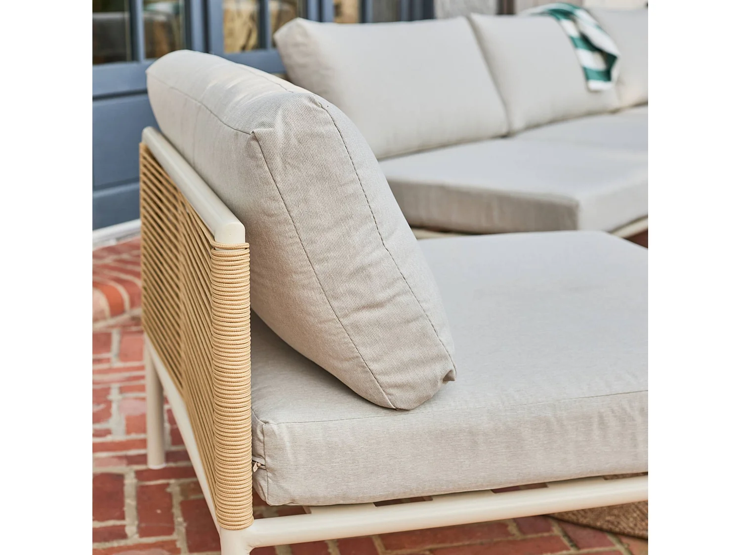 Salotto da giardino modulare in alluminio e corde, 5 posti, beige
