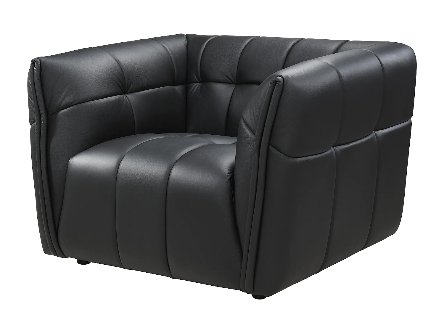 Canapé 3 places et fauteuil en cuir noir DUGORI