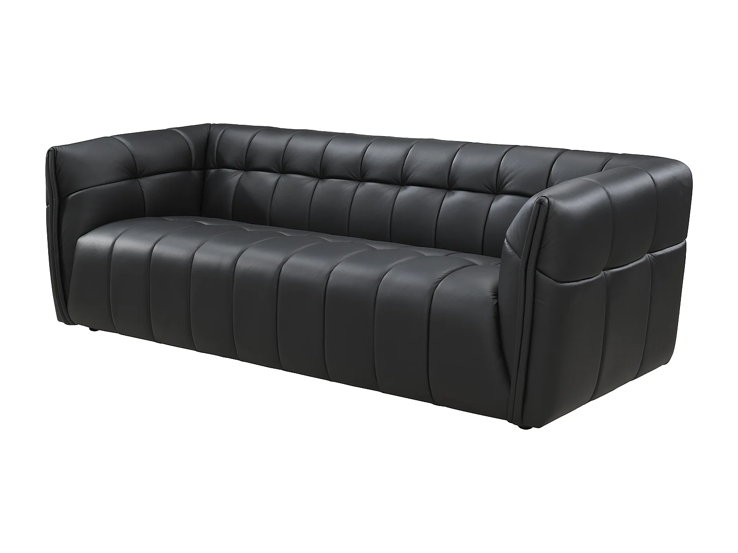 Canapé 3 places et fauteuil en cuir noir DUGORI