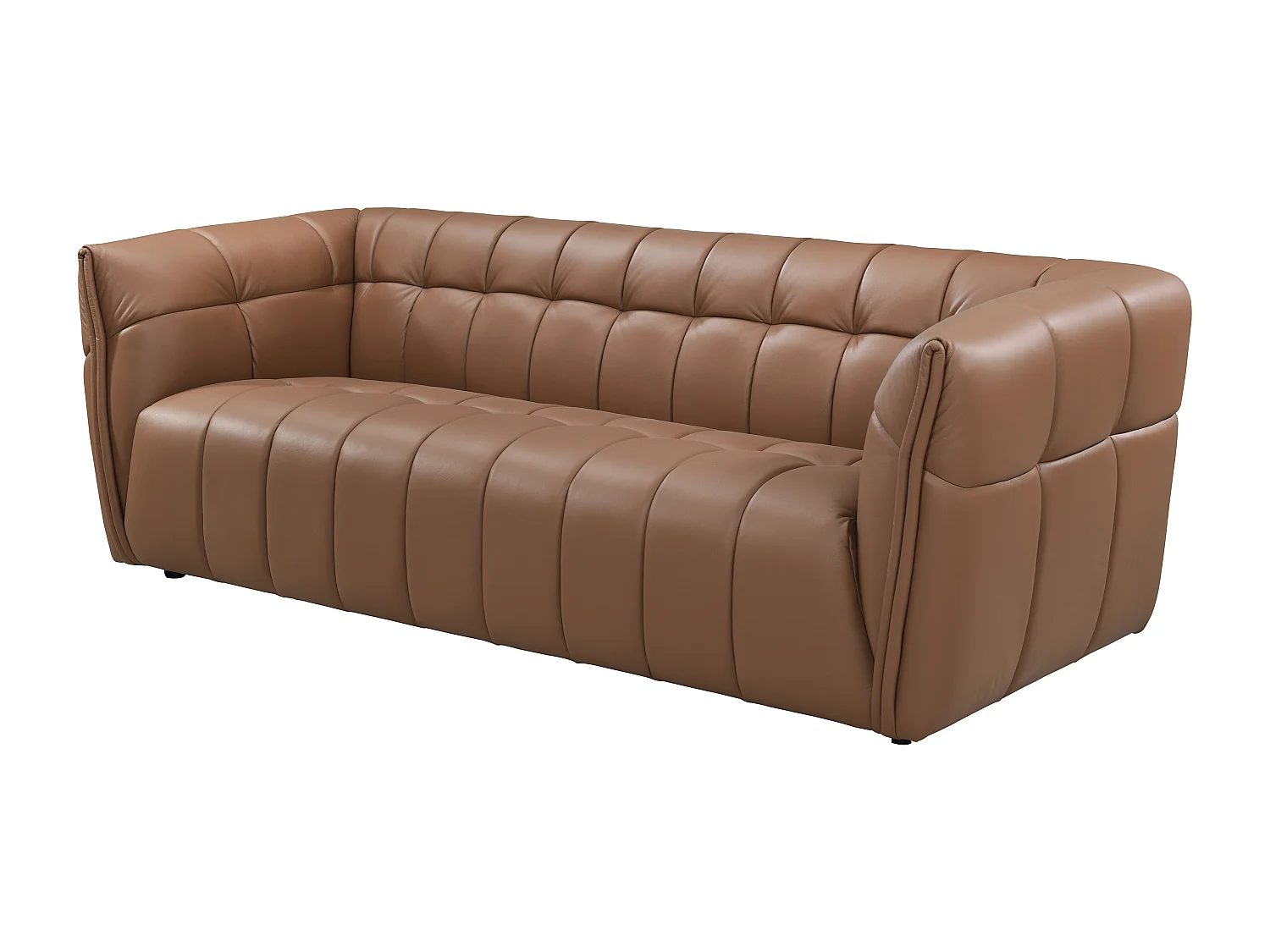 Canapé 3 places et fauteuil en cuir camel DUGORI