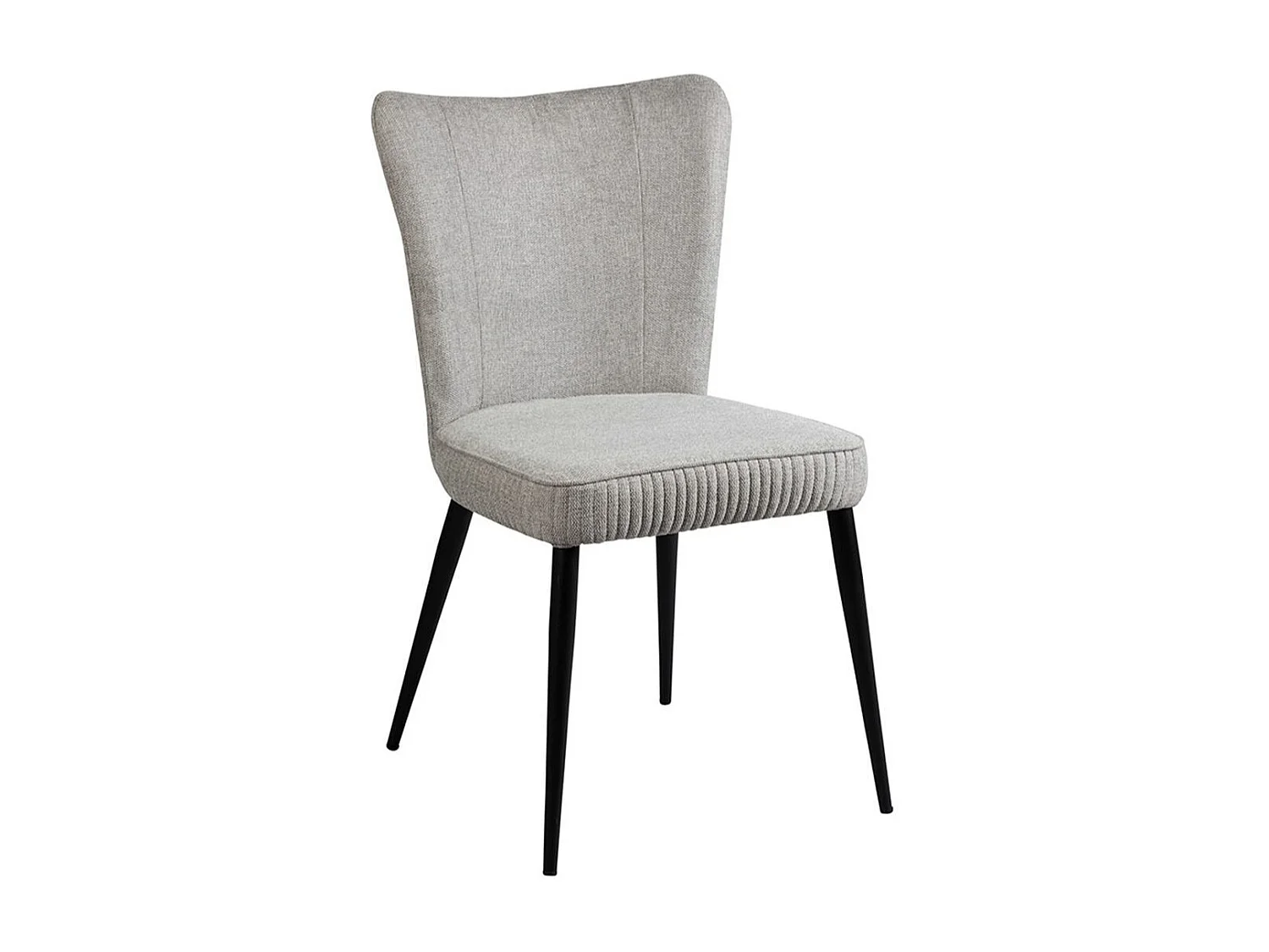 Lot de 4 Chaises Tissu Gris Clair Chiné Pieds Métal Noir Mat - MAURINE