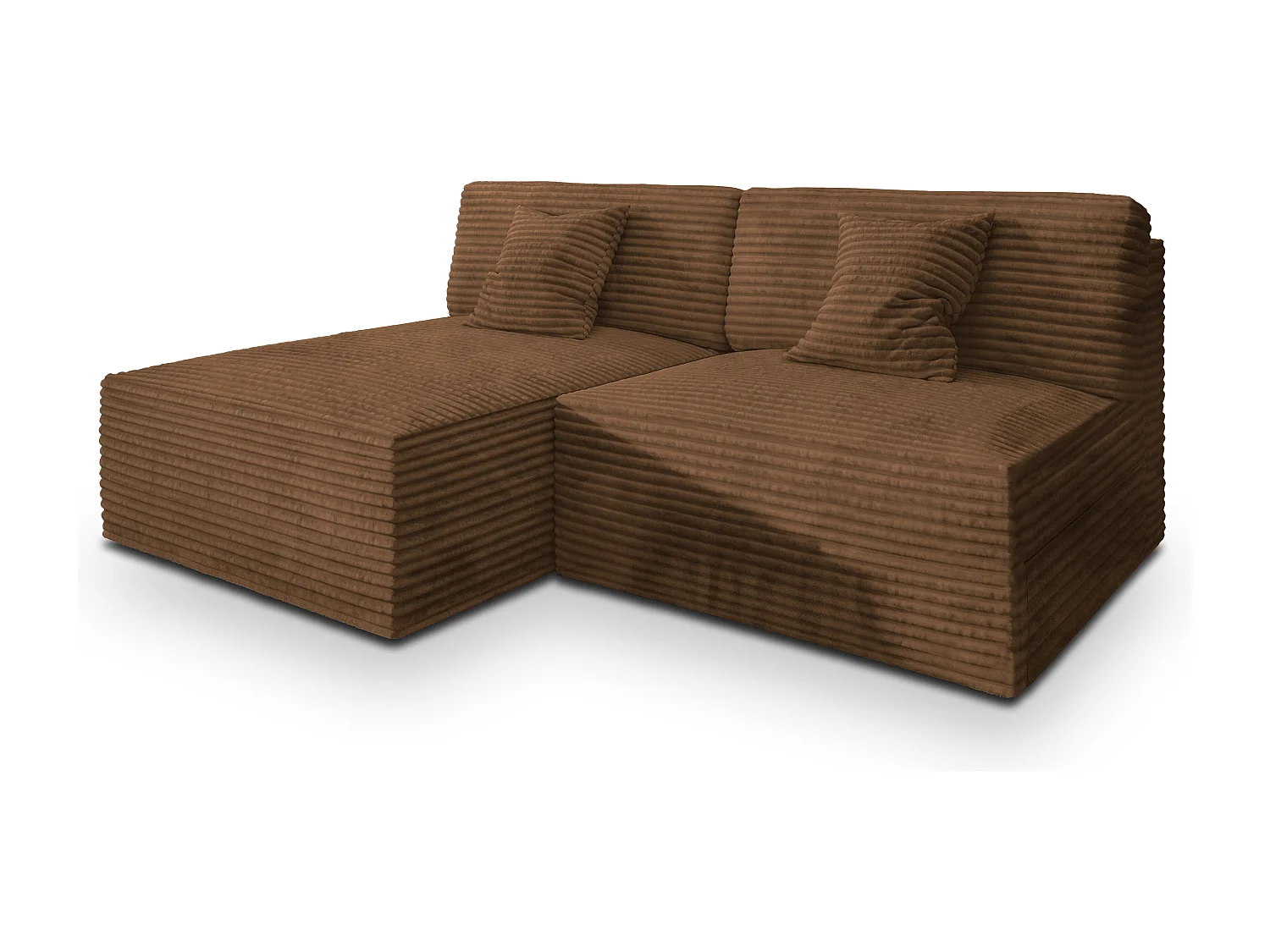 Canapé d'angle FIORO Cuivré en velours côtelé avec fonction de couchage