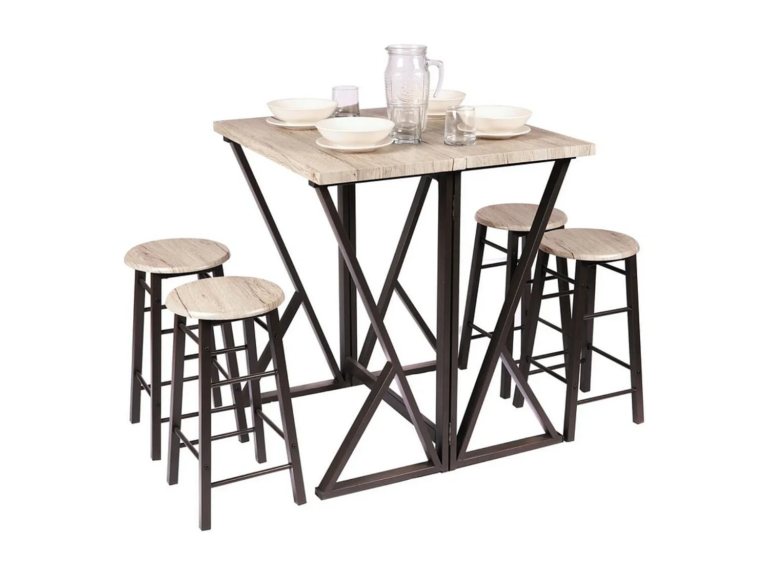 Table Haute Pliable + 4 tabourets - DOCK