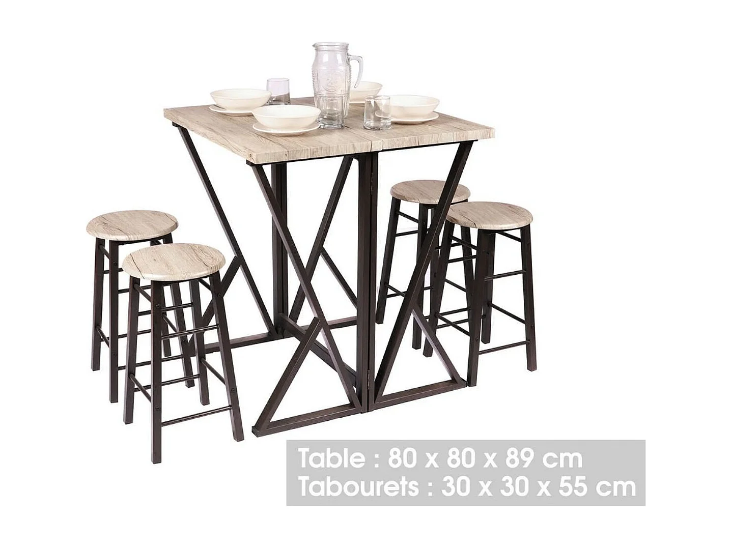 Table Haute Pliable + 4 tabourets - DOCK