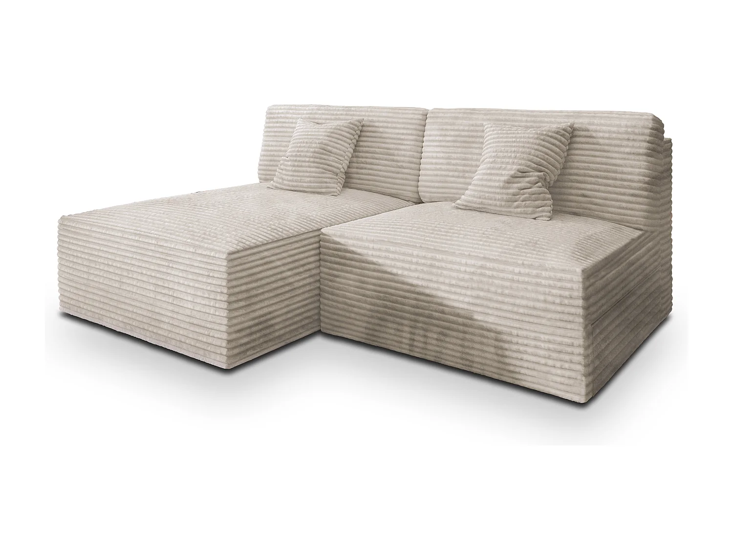 Canapé d'angle FIORO Crème en velours côtelé avec fonction de couchage