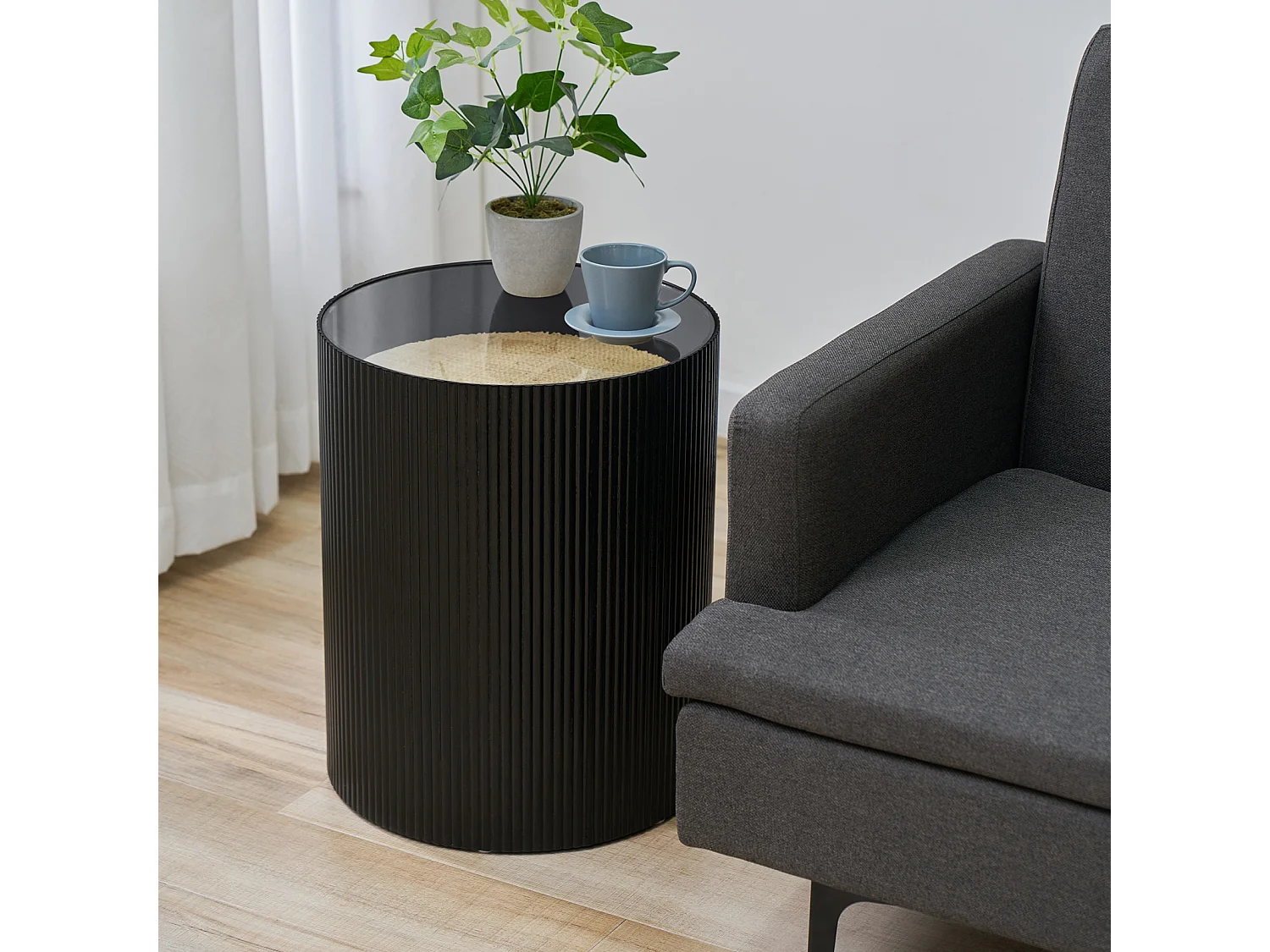 Table d'appoint CARLO Beige/Noir