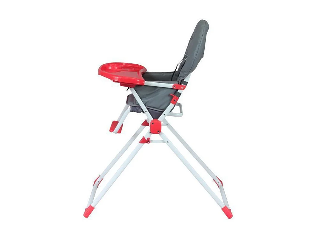 BAMBIKID Chaise haute fixe - Des 6 mois - Mixte - Gris et rouge