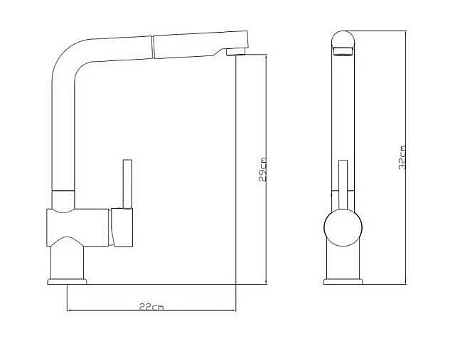 Küchenmischer Matsouko mattgrau Edelstahl mit ausziehbarer Brause und Keramikkartusche Ø40 mm