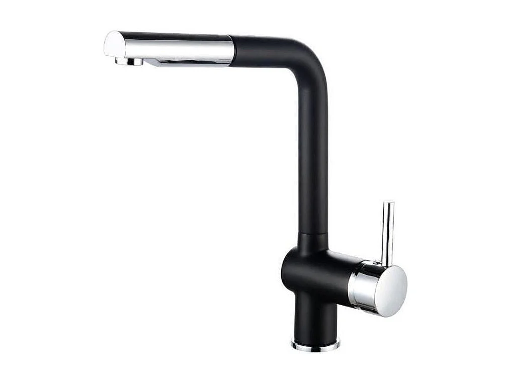 Küchenmischer Matsouko grau chrom und schwarz mit ausziehbarer Brause, Keramikkartusche Ø40 mm, wassersparend