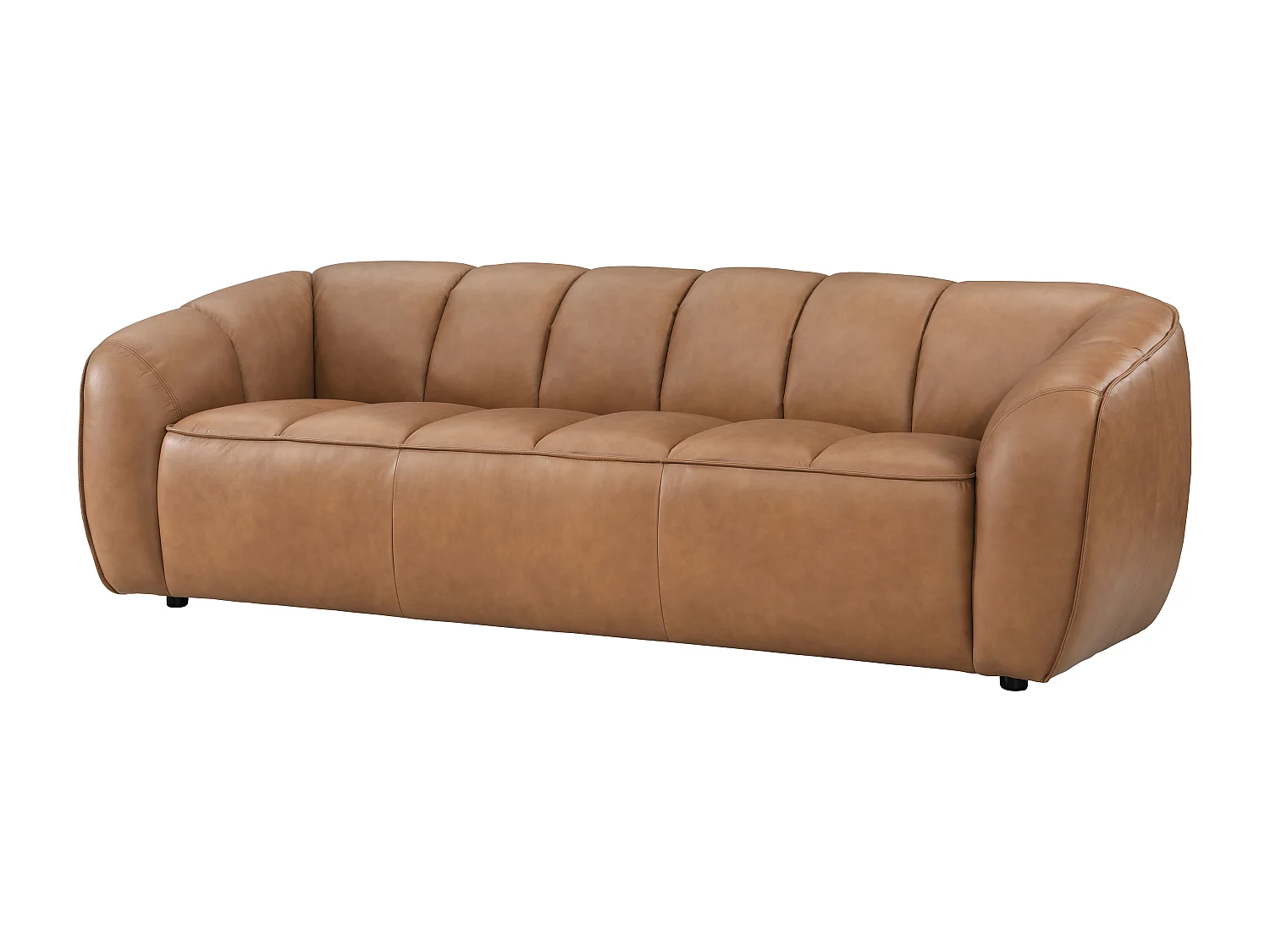 Canapé 3 places et un fauteuil en cuir camel PRADONI