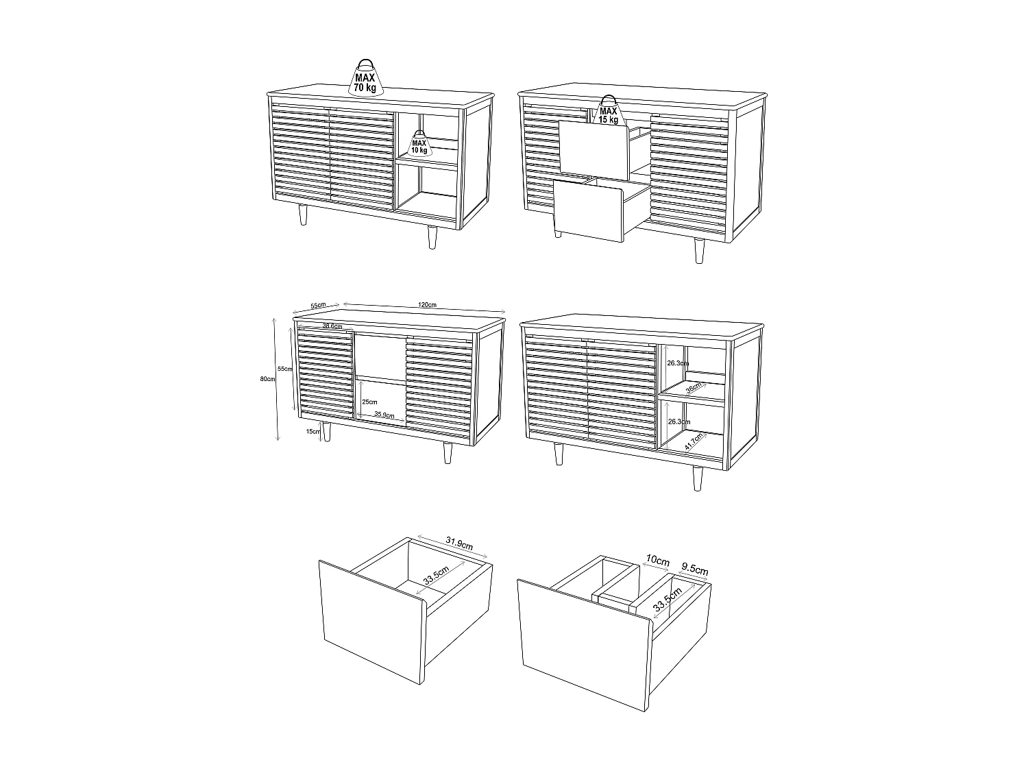 Móvel de casa de banho em teca com lavatório duplo de encastrar redondo em mármore cor creme - L120 cm - TORAJA