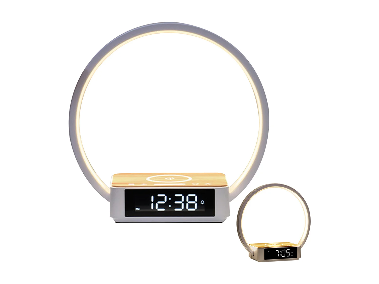 Lampe de bureau LED avec affichage de l'heure et fonction réveil - lumière réglable