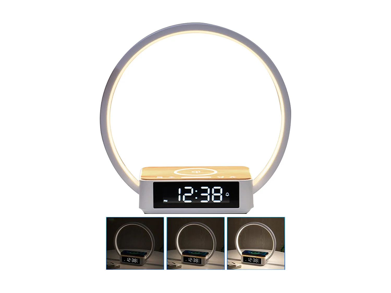 Lampe de bureau LED avec affichage de l'heure et fonction réveil - lumière réglable