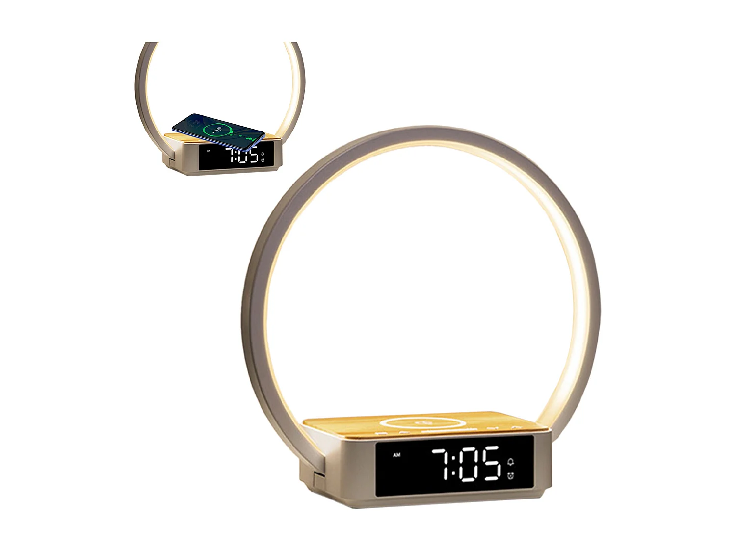 Lampe de bureau LED avec affichage de l'heure et fonction réveil - lumière réglable