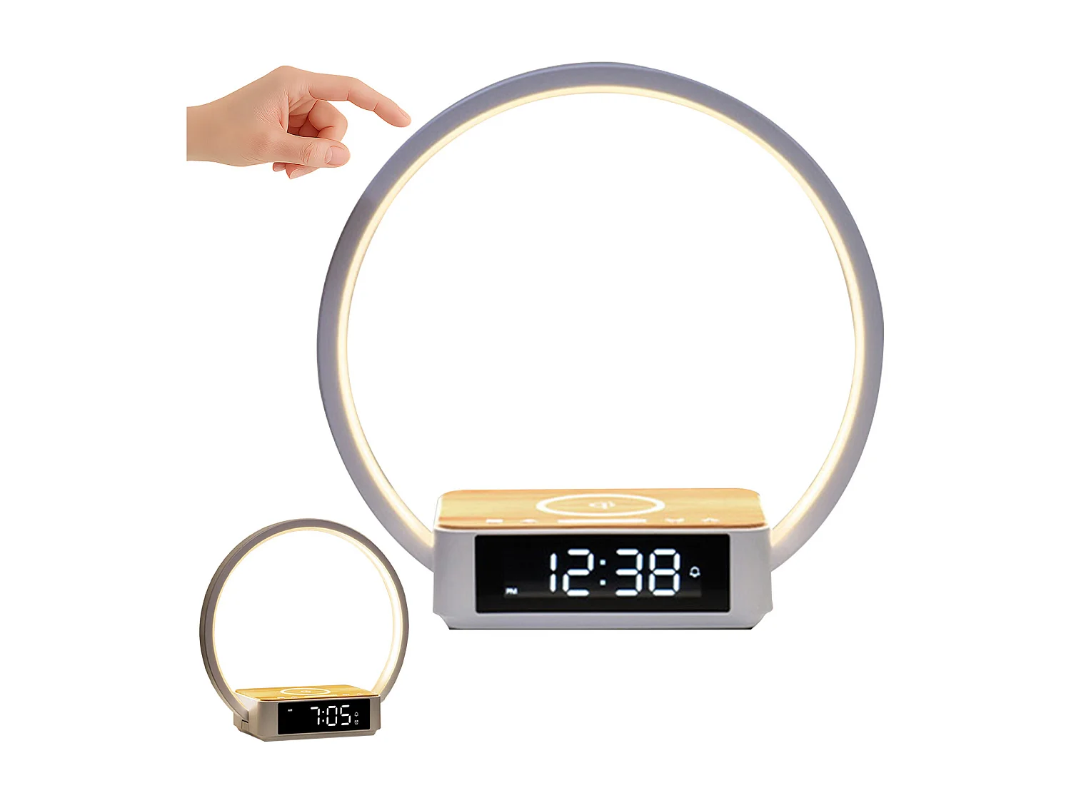 Lampe de bureau LED avec affichage de l'heure et fonction réveil - lumière réglable