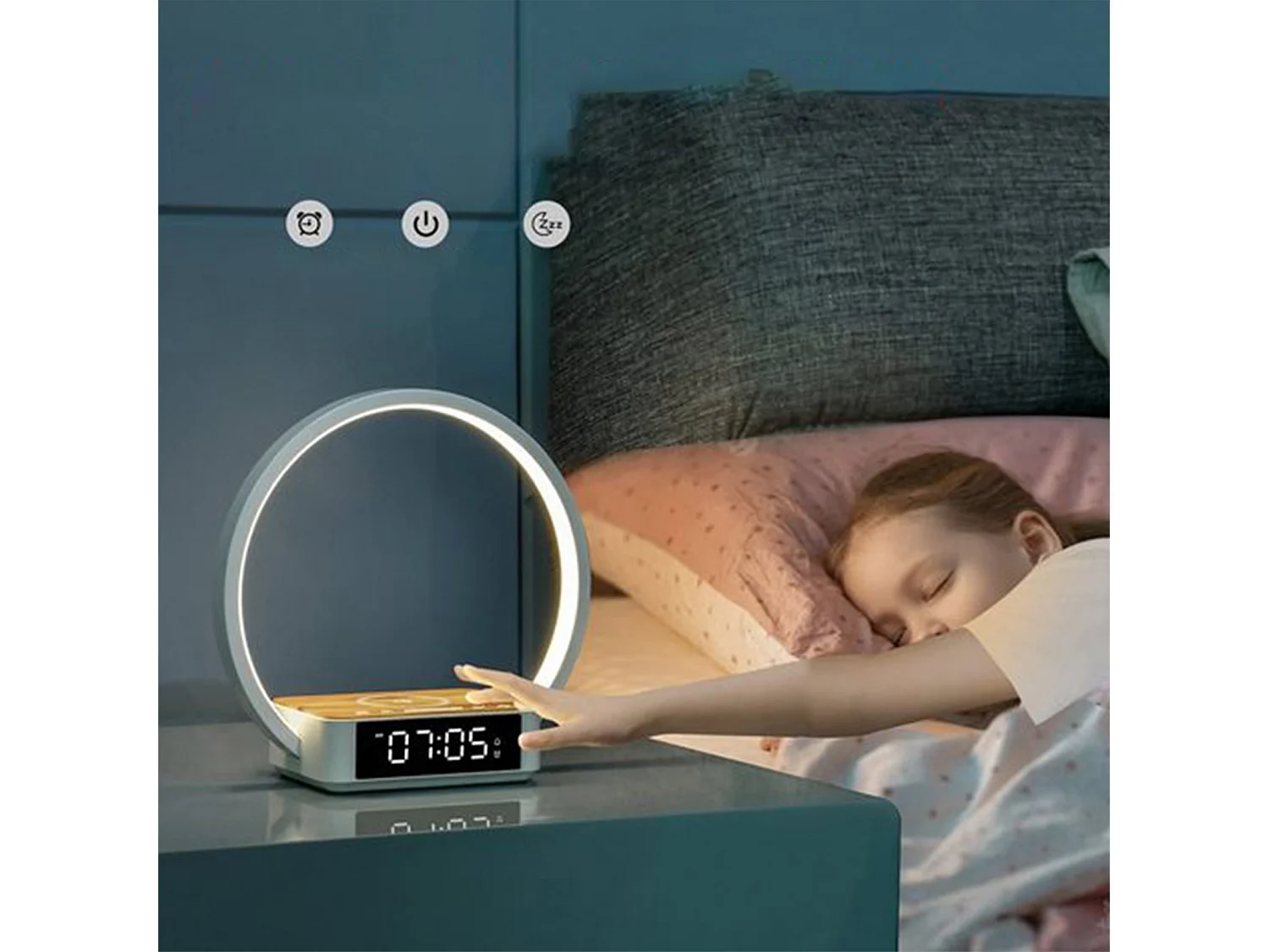 Lampe de bureau LED avec affichage de l'heure et fonction réveil - lumière réglable