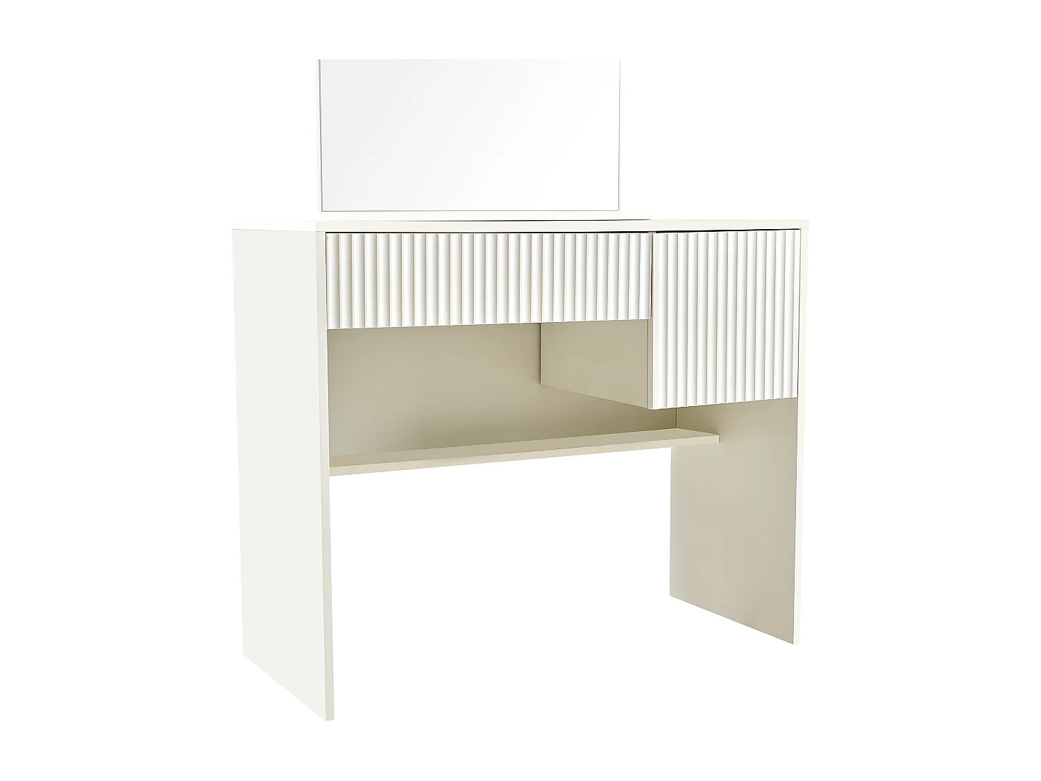 Coiffeuse avec miroir et 2 tiroirs , blanc