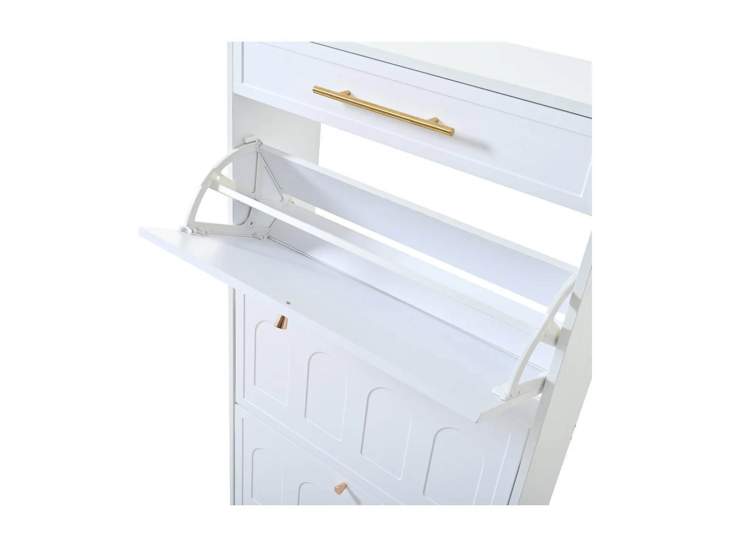 Meuble à chaussures en MDF blanc avec 3 abattants et 1 tiroir