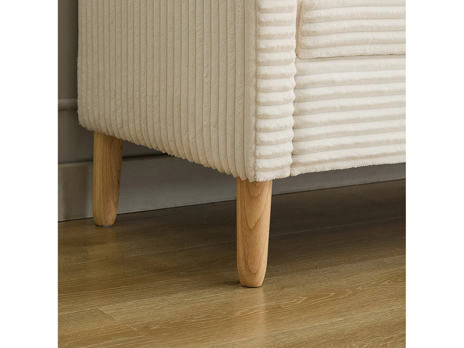 Bedbankje van ivoorkleurig corduroy - Voor slaapkamer en hal