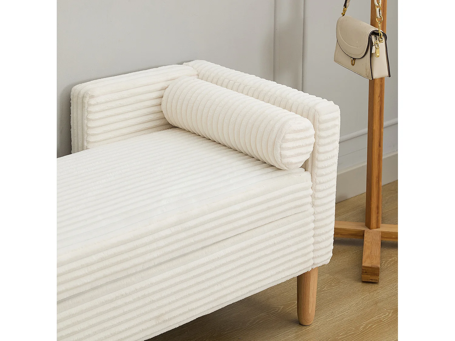 Bedbankje van ivoorkleurig corduroy - Voor slaapkamer en hal