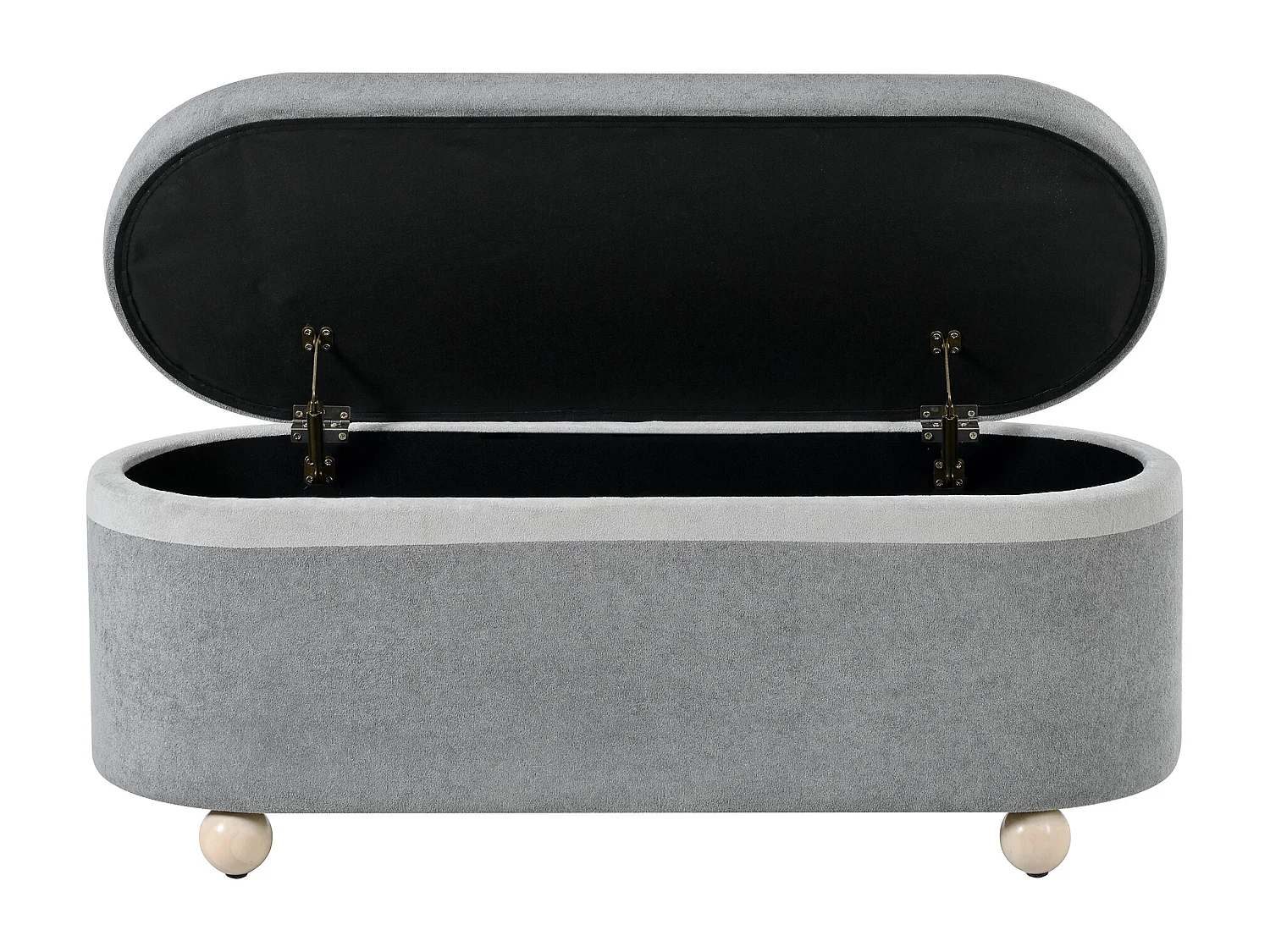 Bedbank met opbergruimte in grijze stof, 110x41x47 cm