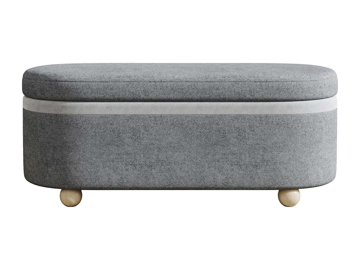 Bedbank met opbergruimte in grijze stof, 110x41x47 cm