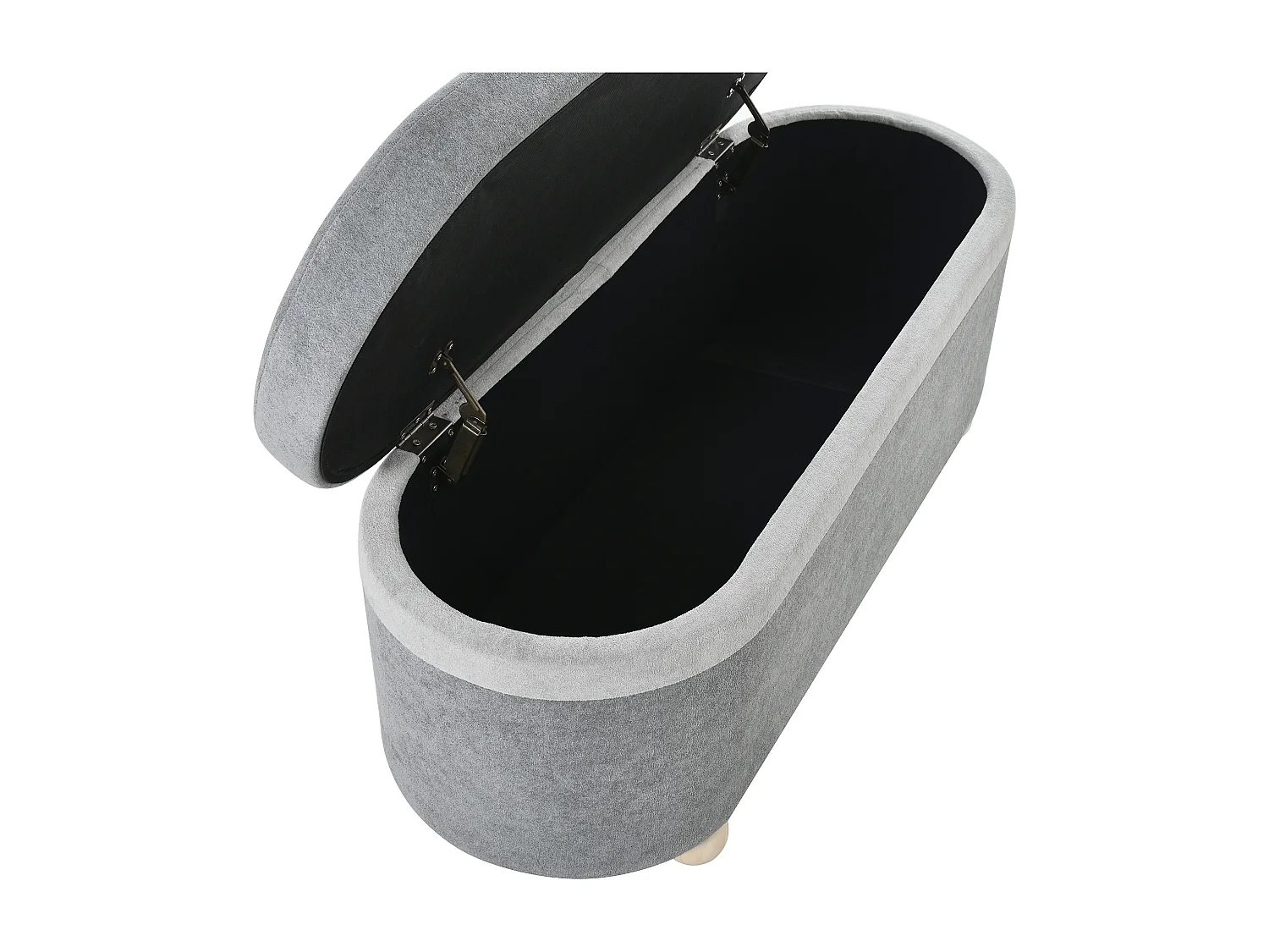 Bedbank met opbergruimte in grijze stof, 110x41x47 cm