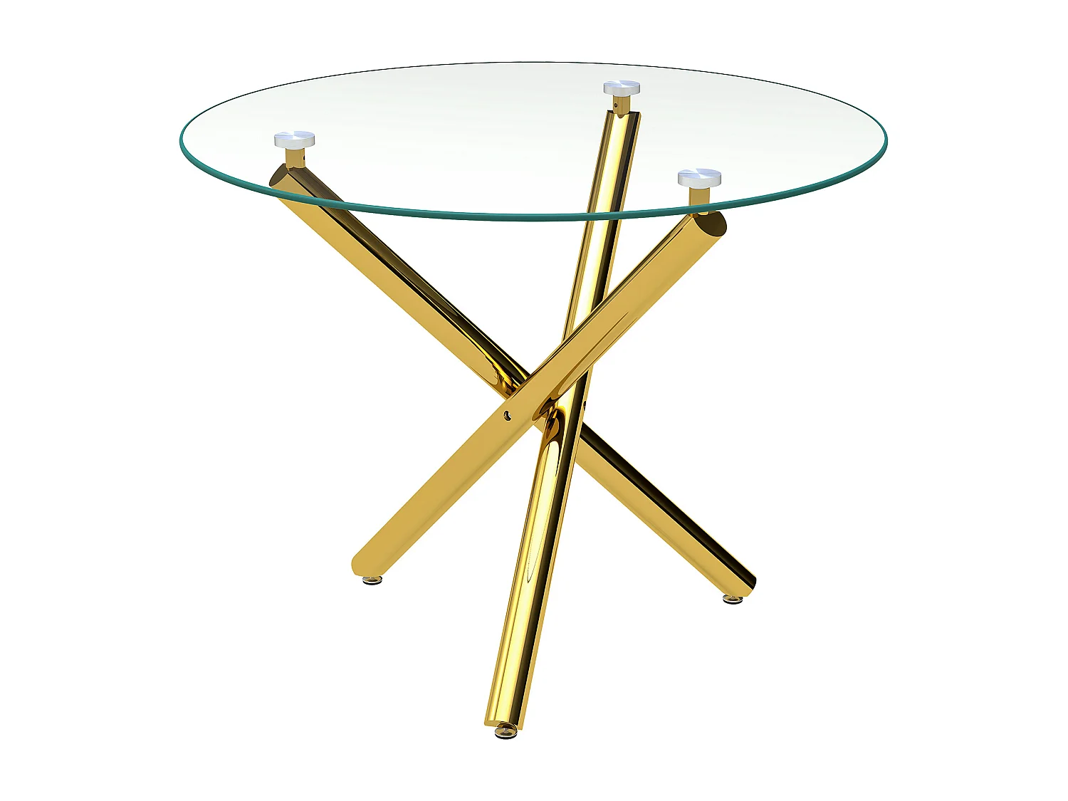 Table à manger ronde 80 × 80 cm avec plateau en verre trempé et pieds dorés