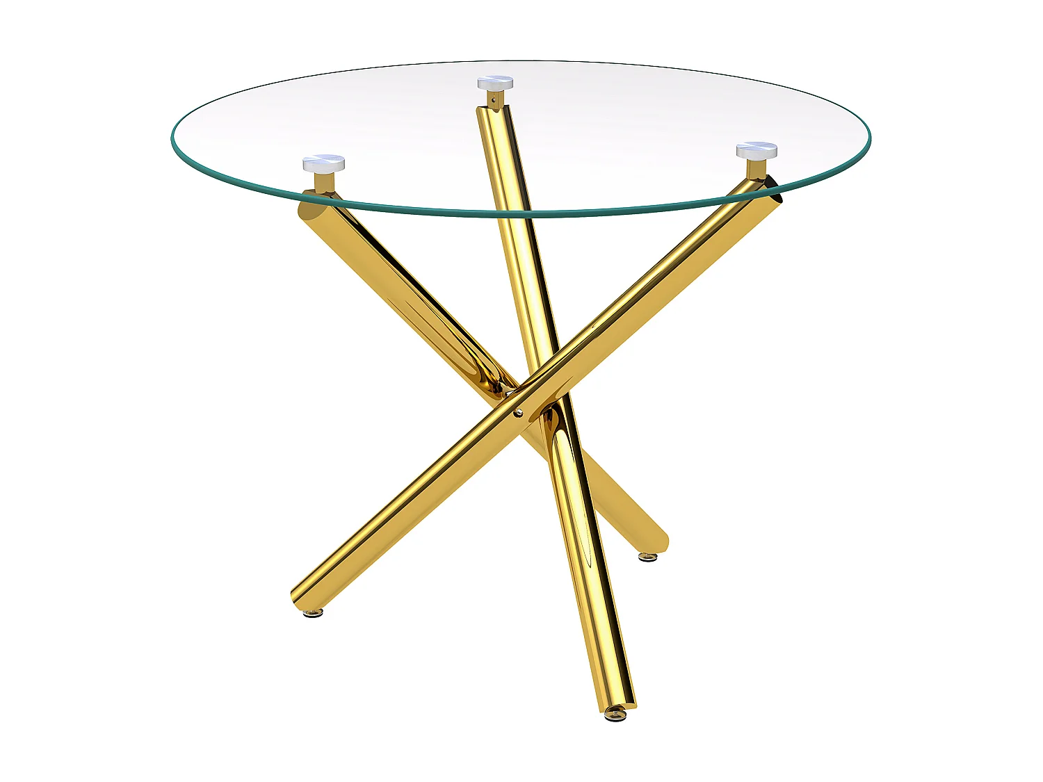 Table à manger ronde 80 × 80 cm avec plateau en verre trempé et pieds dorés