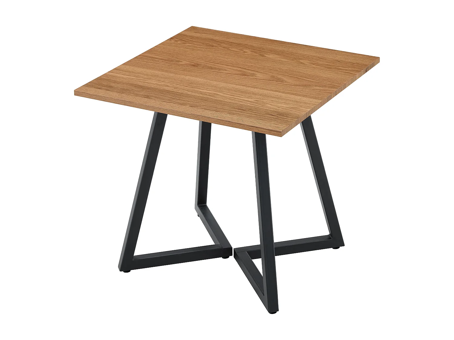 Table à manger carrée 80 cm pour 4 personnes avec pieds en métal -Couleur bois et noir