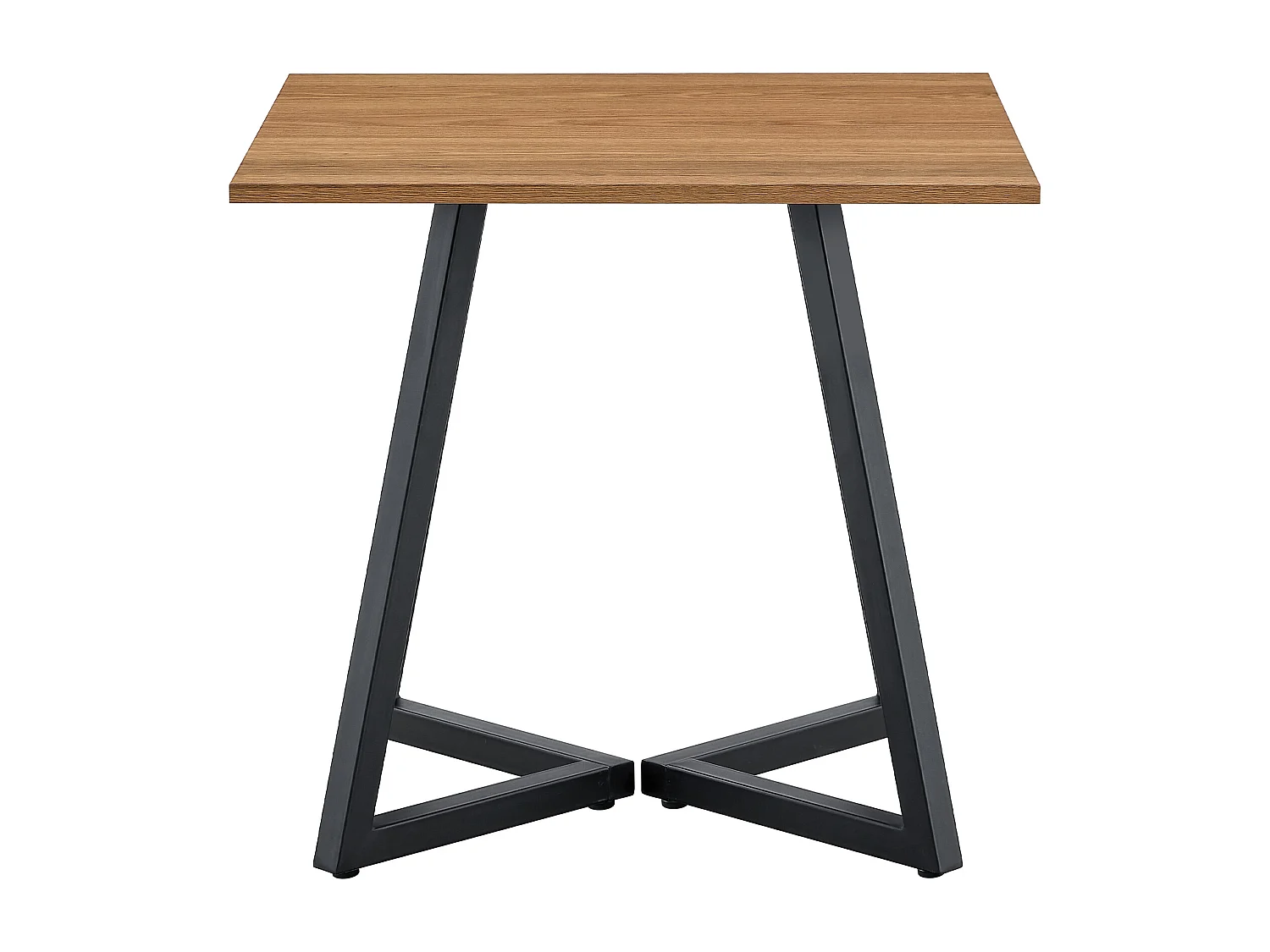 Table à manger carrée 80 cm pour 4 personnes avec pieds en métal -Couleur bois et noir