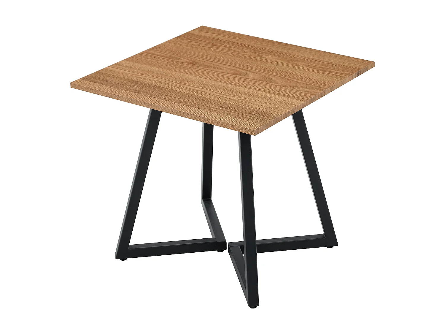 Table à manger carrée 80 cm pour 4 personnes avec pieds en métal -Couleur bois et noir