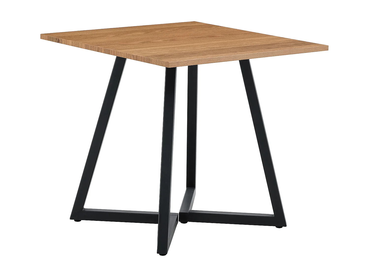 Table à manger carrée 80 cm pour 4 personnes avec pieds en métal -Couleur bois et noir