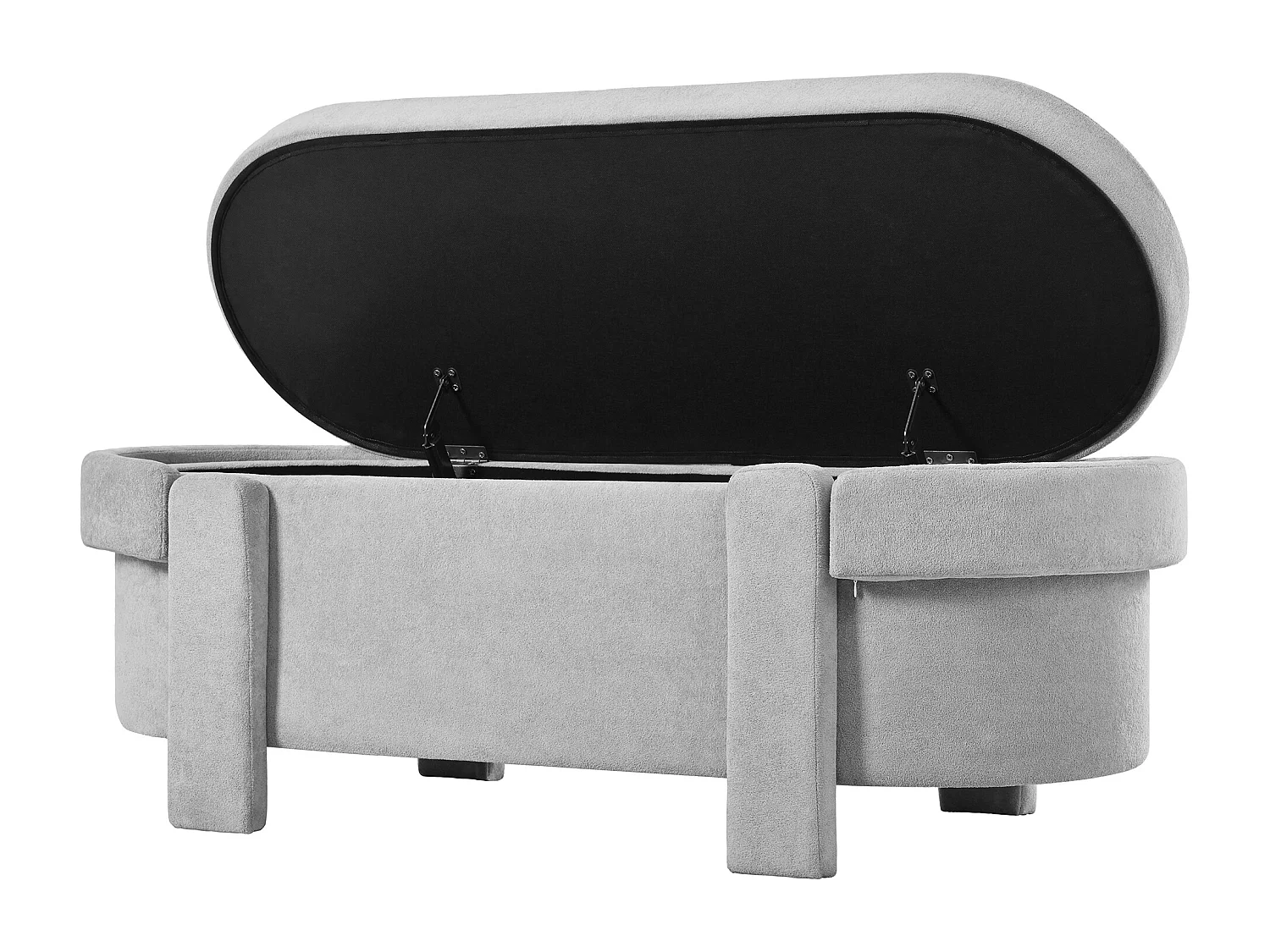 Bedbank met deksel en opbergruimte - Grijze stof 121,5 x 49 x 44,5 cm