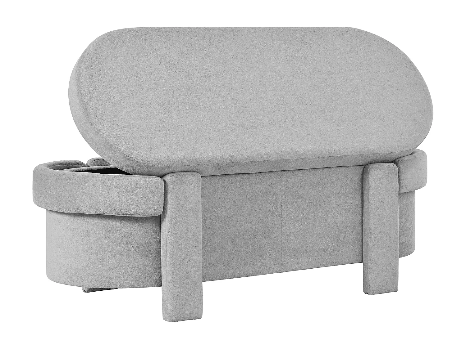 Bedbank met deksel en opbergruimte - Grijze stof 121,5 x 49 x 44,5 cm