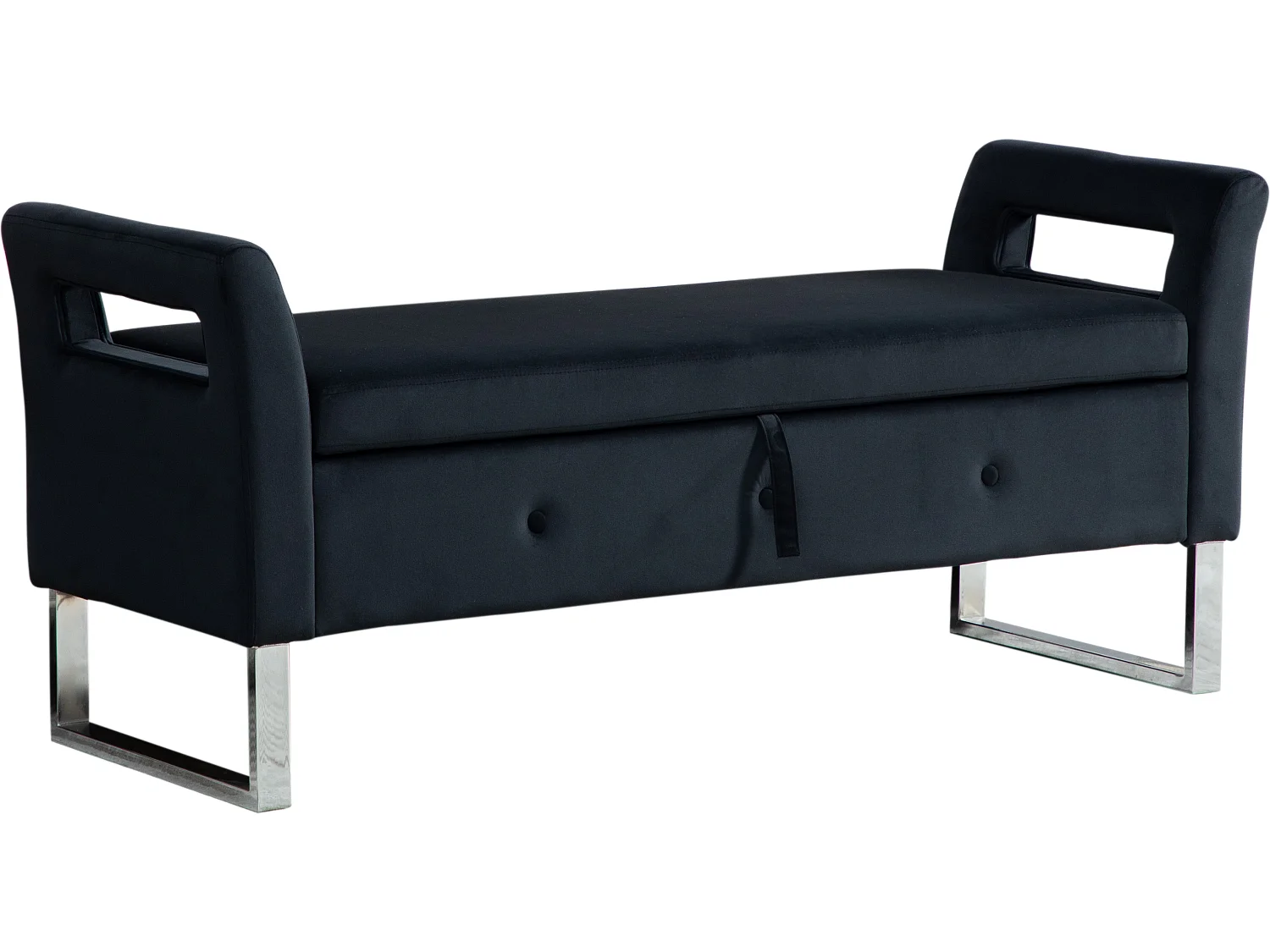 Banc de lit avec rangement - Velours noir