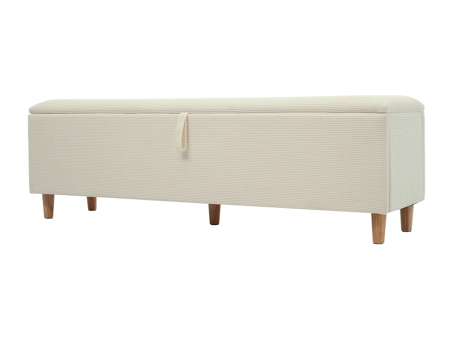 Opbergbank in beige corduroy, 145x38x46 cm