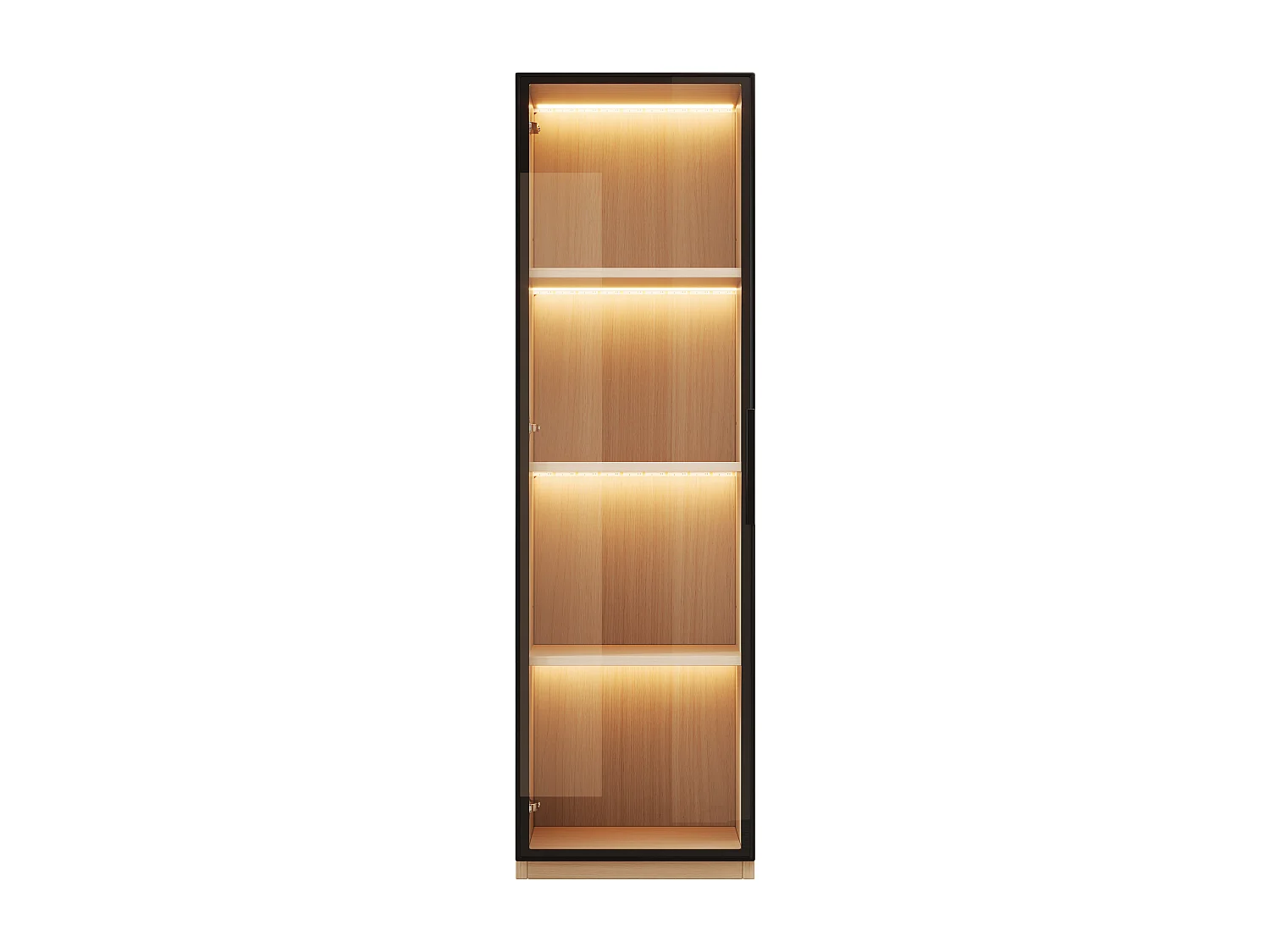 Vetrina con anta in vetro e illuminazione a LED, 40×40×165 cm - MDF effetto rovere