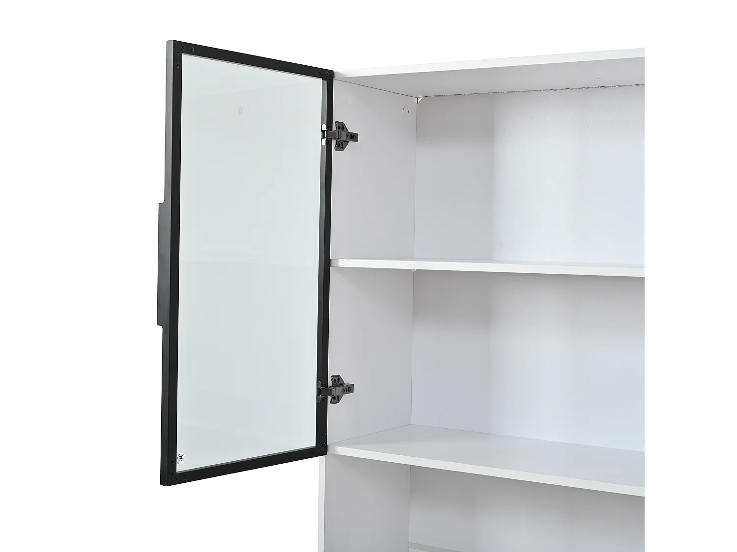 Vetrina 120 x 34 x 200 cm con 6 ante in vetro e illuminazione a LED - Bianco