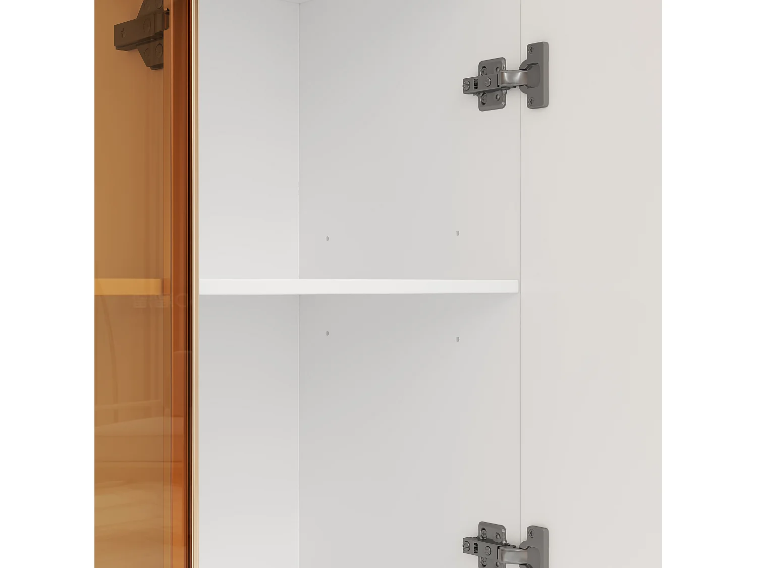 Vetrina a LED con 3 ante in vetro e MDF, ripiani regolabili - Bianca