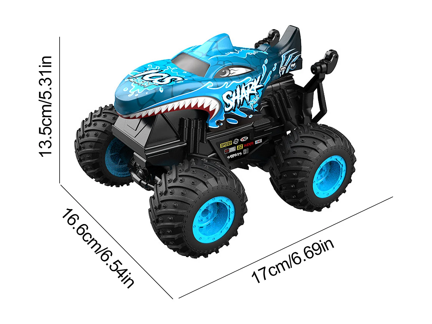 Voiture télécommandée bleue - Camion monstre avec lumières LED et musique