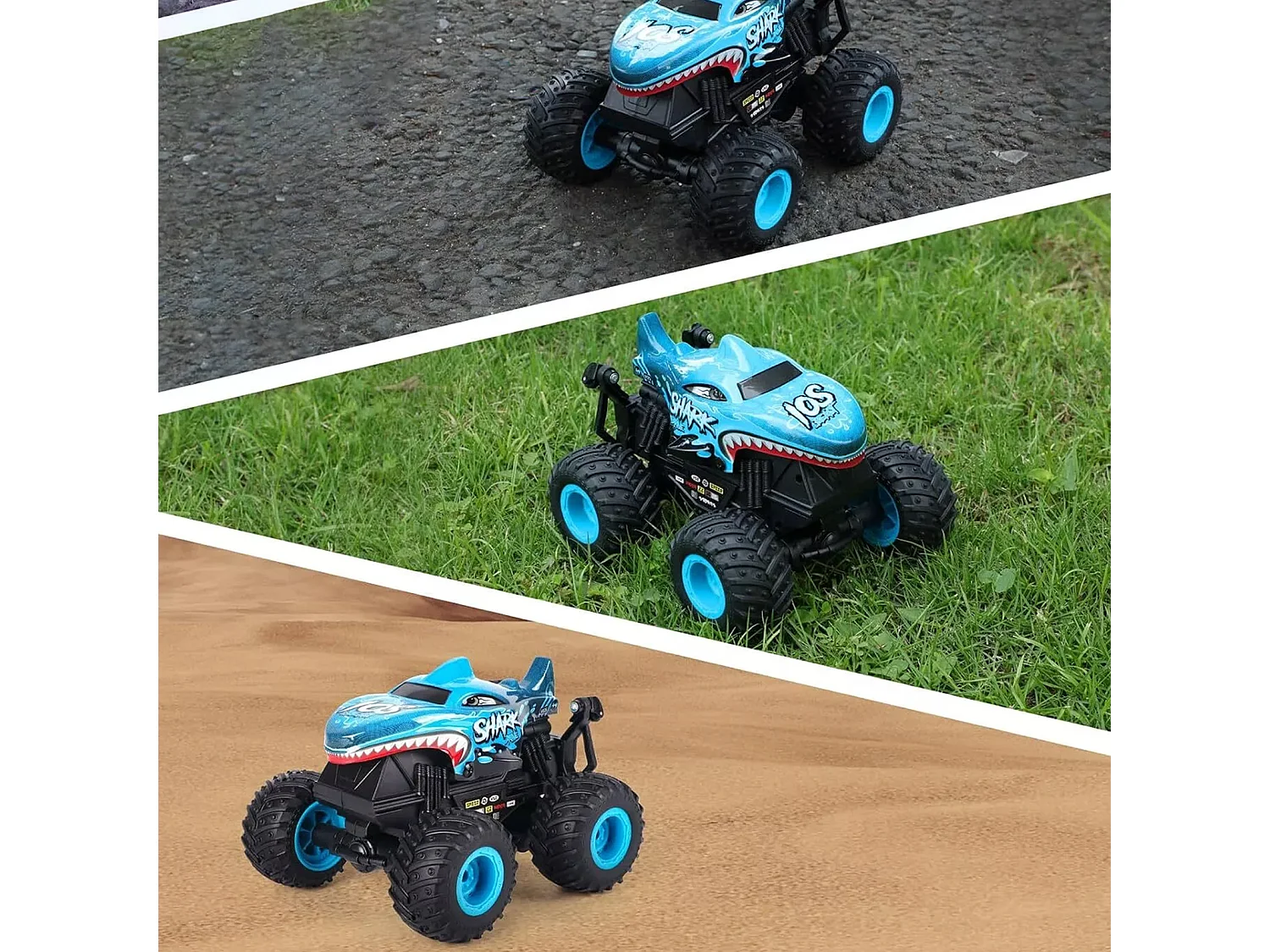 Voiture télécommandée bleue - Camion monstre avec lumières LED et musique